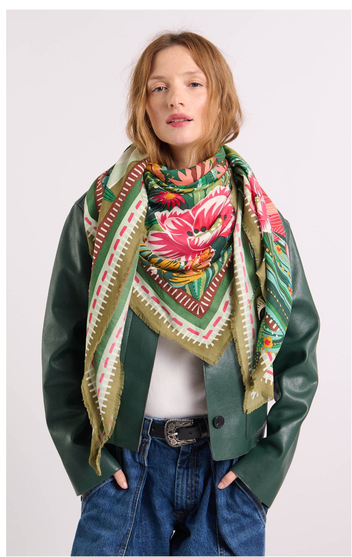 big foulard cactus vert 