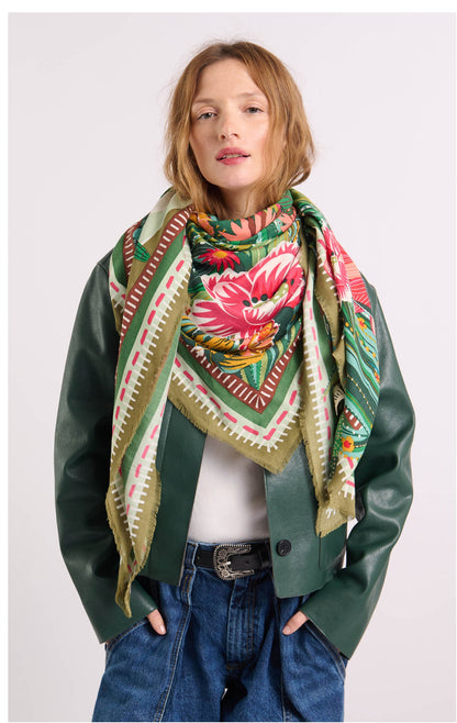 big foulard cactus vert 
