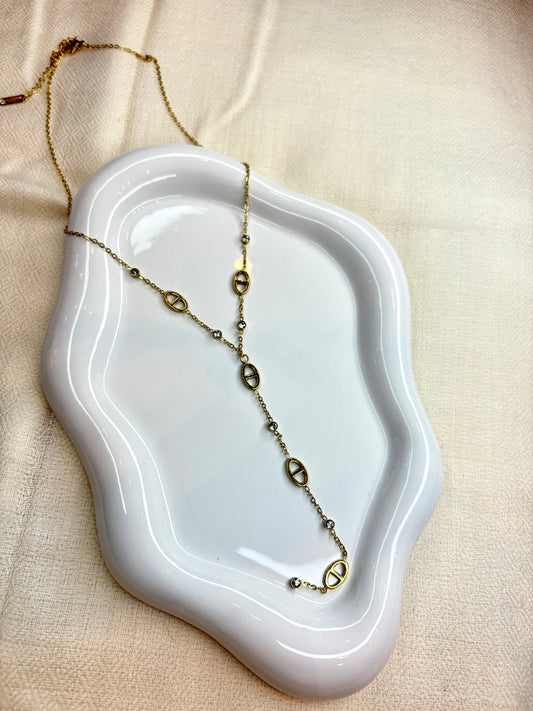 collier maille marine en Y acier inoxydable