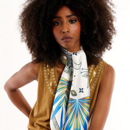 foulard comete blanc porté wild