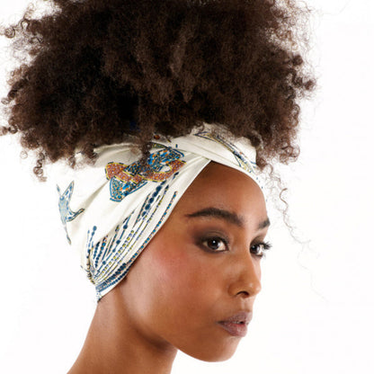 foulard comete blanc porté wild