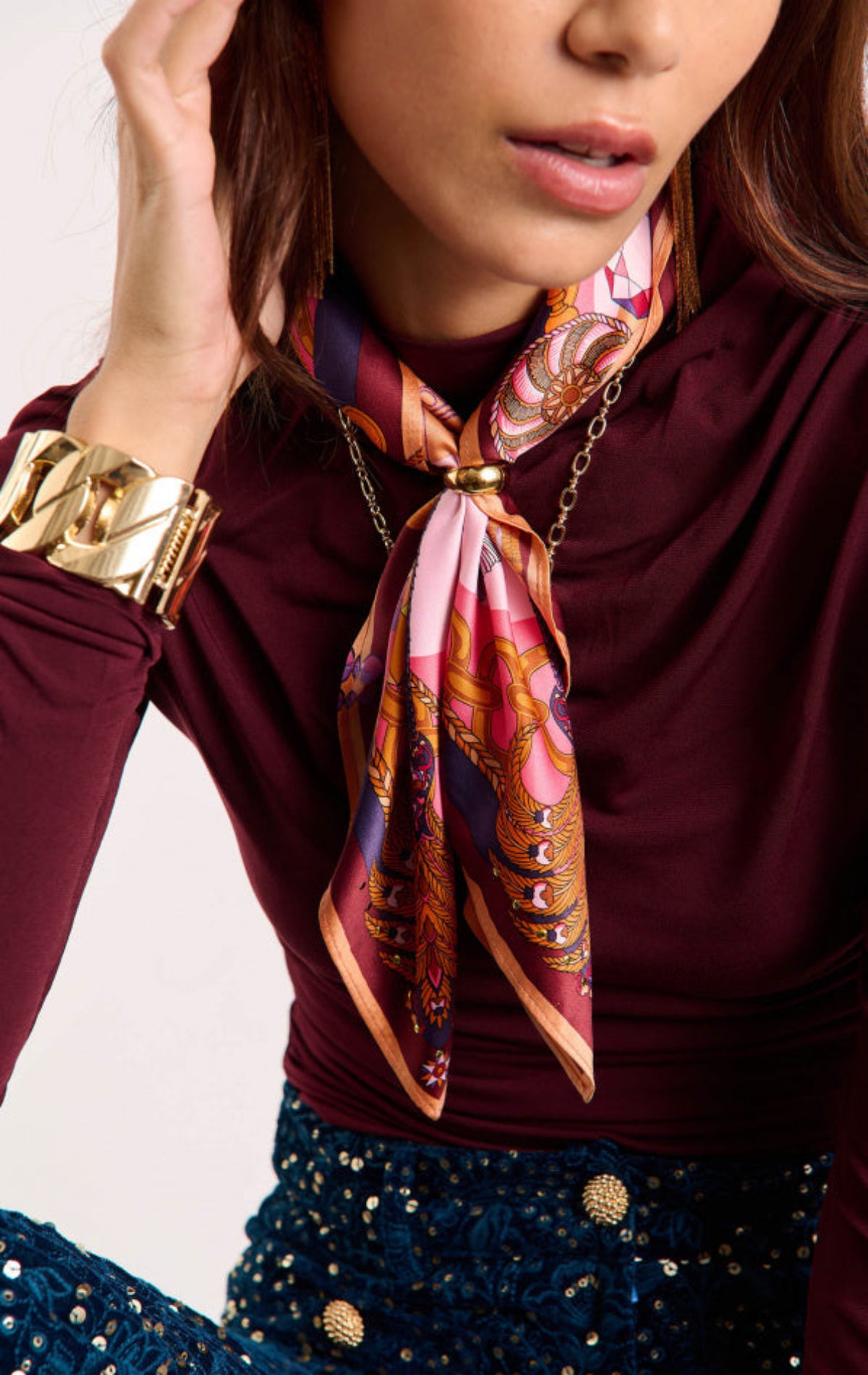 Foulard Diamonds mini rose Wild