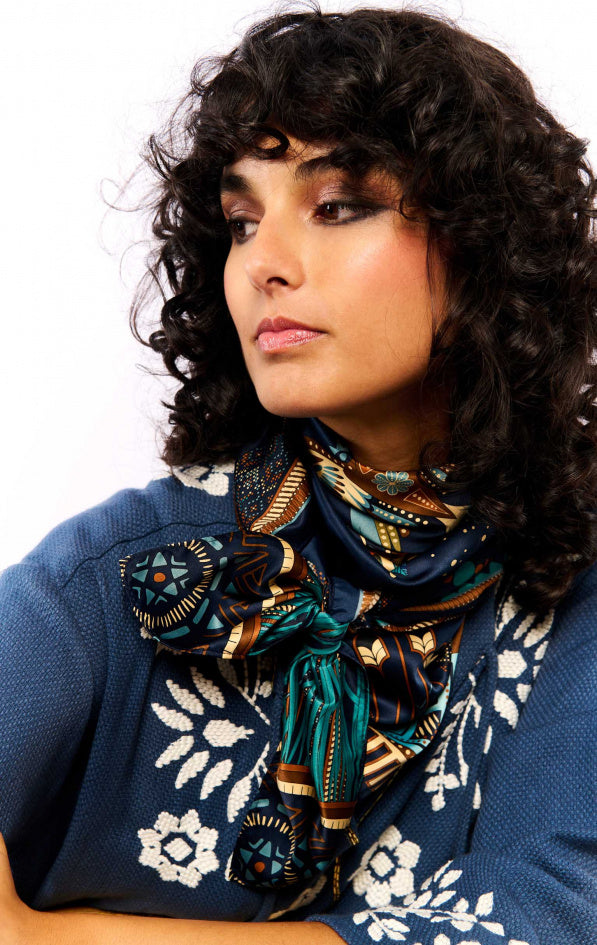 Foulard Medium Nouveau Western Bleu Wild by Hipanema