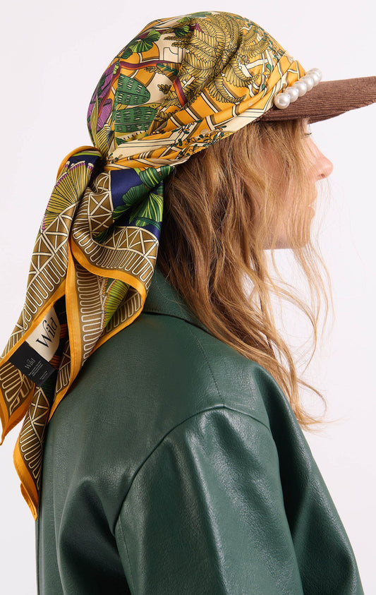 Foulard jardin d'hiver jaune medium Wild by Hipanema 
Foulard Wild jaune 
Foulard Wild collection hiver 2026
Foulard Wild paris
Wild by Hipanema boutique Paris
Foulard imprimé jaune 
Foulard marque française 
Foulard taille standard jaune 