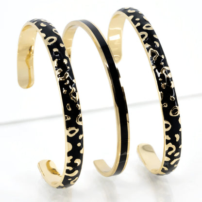 Bracelet jonc Tina Noir cloisonné