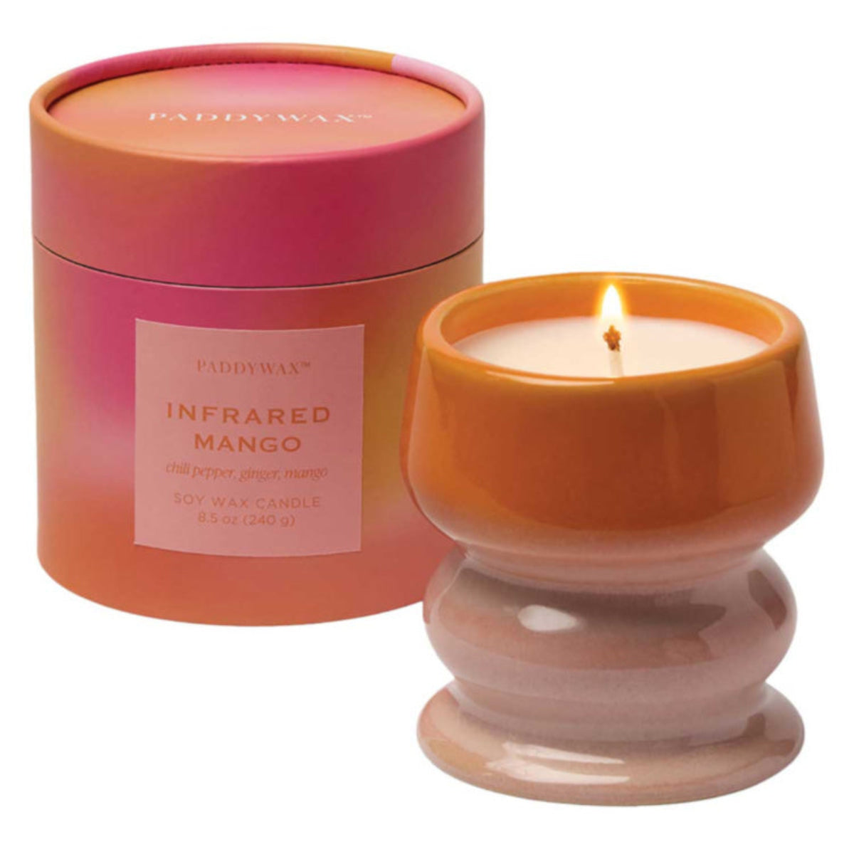 Bougie Melt céramique  couleur en dégradé rose, beige et orange 
Bougie Melt Infrared mango Paddywax