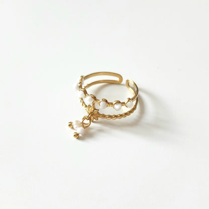 Bague Lupita et pierres de lune acier inoxydable