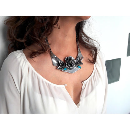 Collier Frida en argent massif et turquoise