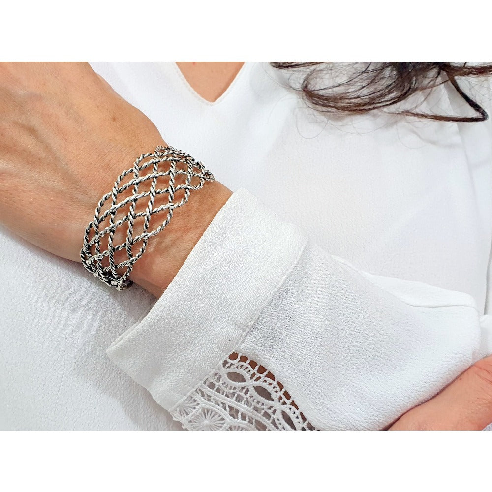 Bracelet Manchette Bertha en argent