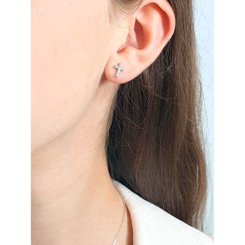 Boucles d'oreilles Cruz serties argent