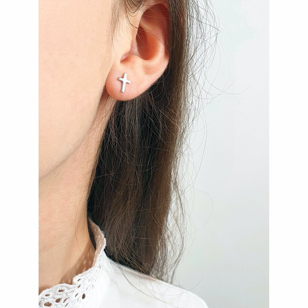 Boucles d'oreilles Cruz argent