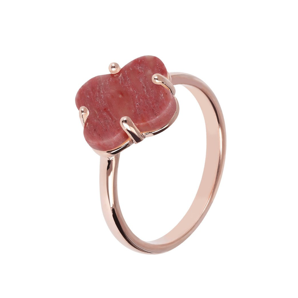 Bague Trèfle Pierres Semi-précieuses et Plaqué Or Rose