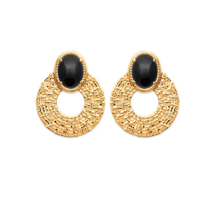 Boucles d'oreilles Chic Black Plaqué or