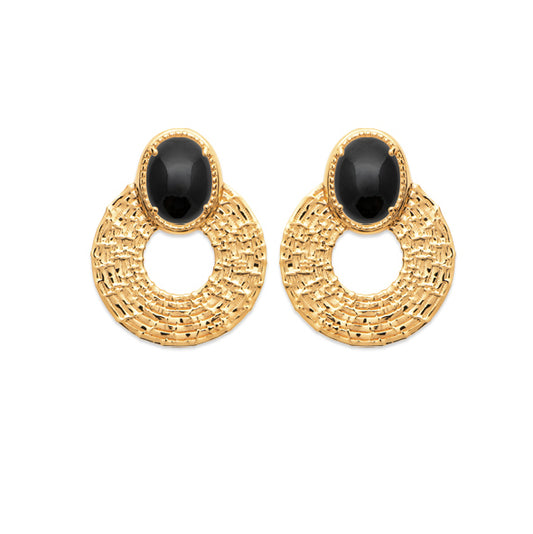 Boucles d'oreilles Chic Black Plaqué or