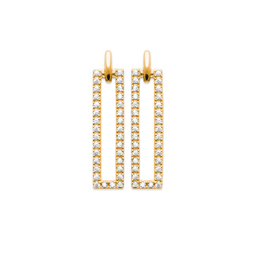 Boucles d'oreilles Ninon Plaqué Or rectangulaires serties