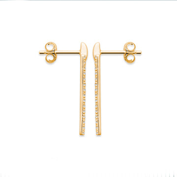 Boucles d'oreilles Ninon Plaqué Or rectangulaires serties