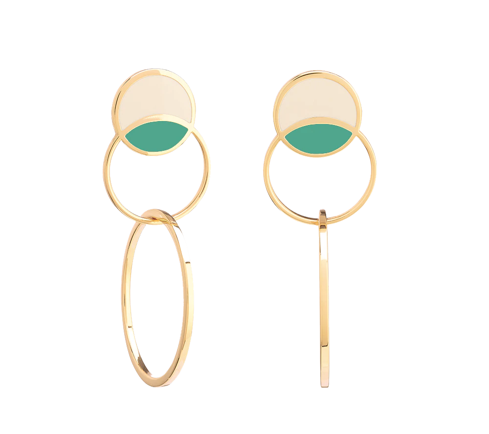 Boucles d'oreilles Sonia blanc sable / vert Arcadia