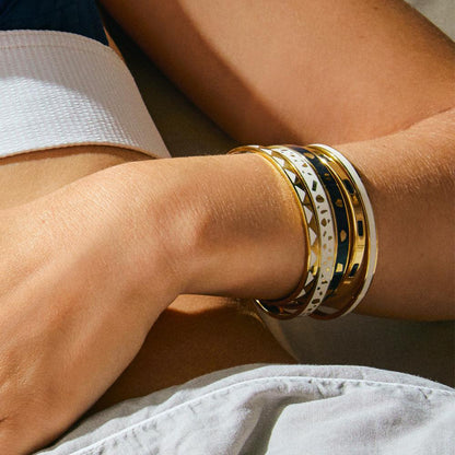 Bracelet jonc bangle blanc sable