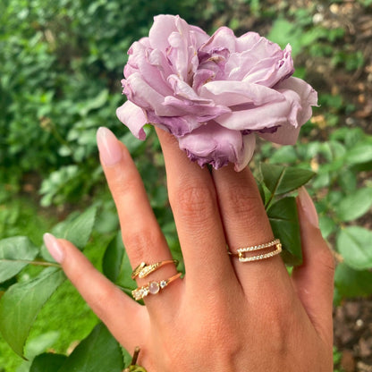 Bague Estella Pierre de lune et zircon plaqué or